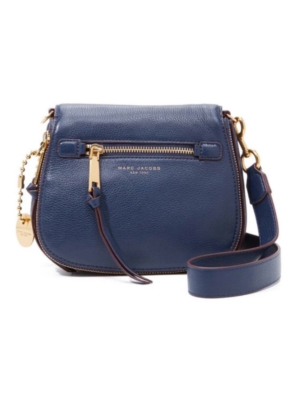 Marc Jacobs NWT Gotham Navy Leather Crossbody Bag Gold Hardware Tassel Zip